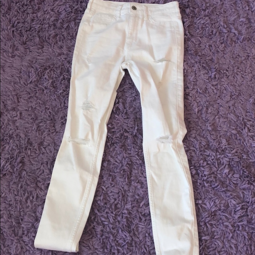 Hollister white ripped jeans
